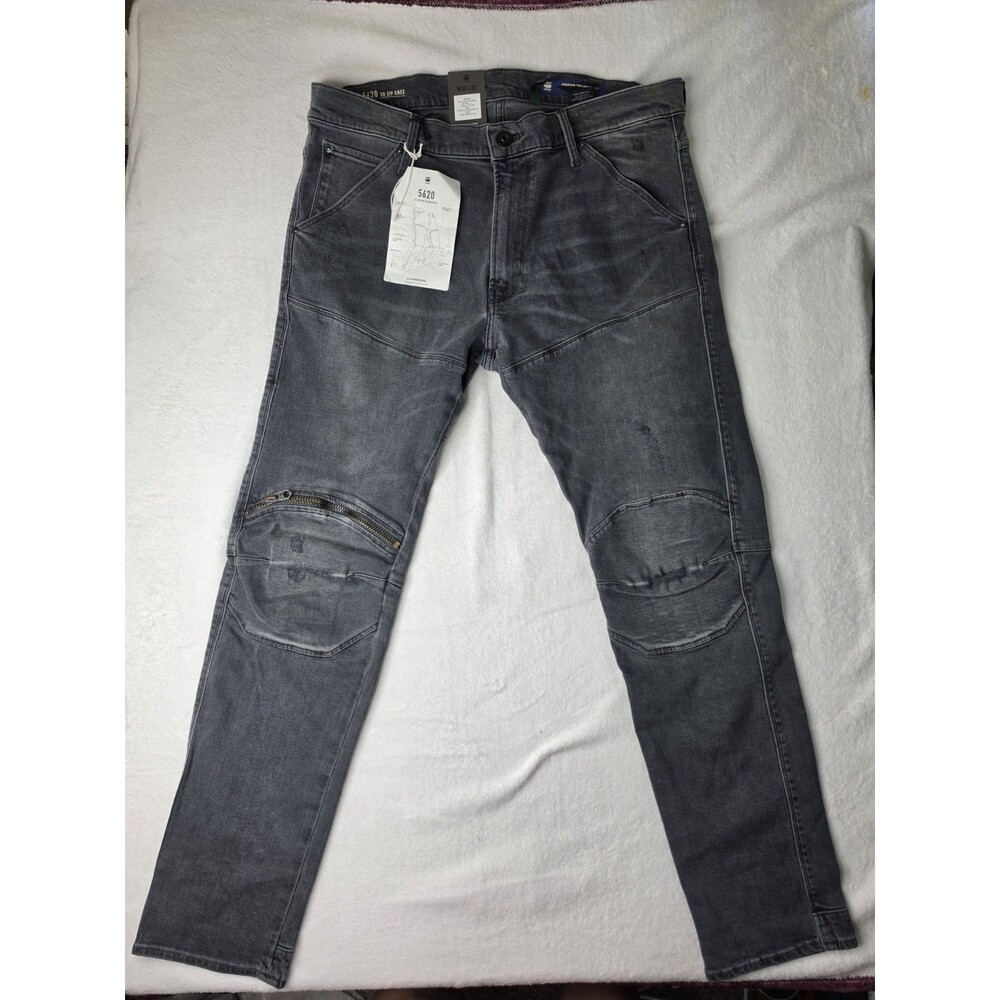 G-Star RAW Men’s 5620 3D Zip Knee Faded Grey Wash Jean Size W 36 L32